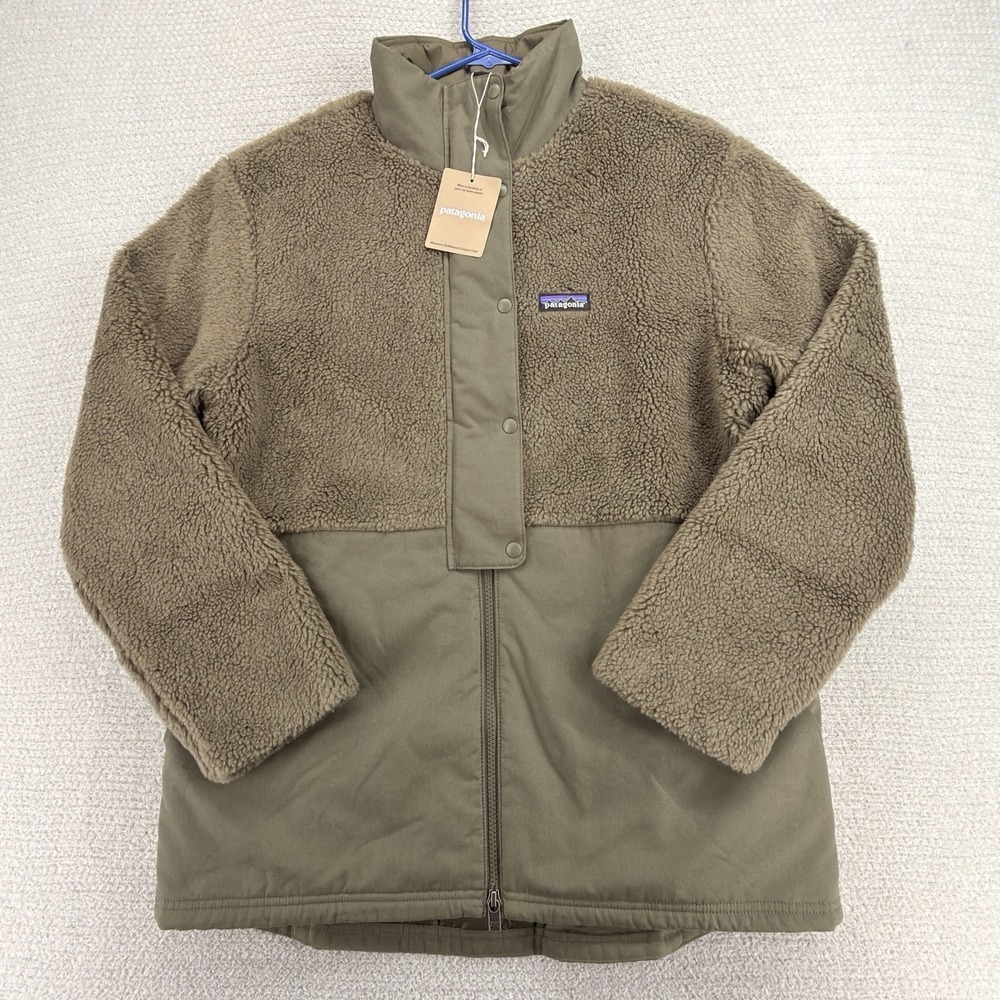 NWT Patagonia Driftwood Canyon Coat Womens Medium Basin Green Wool Sherpa Fleece